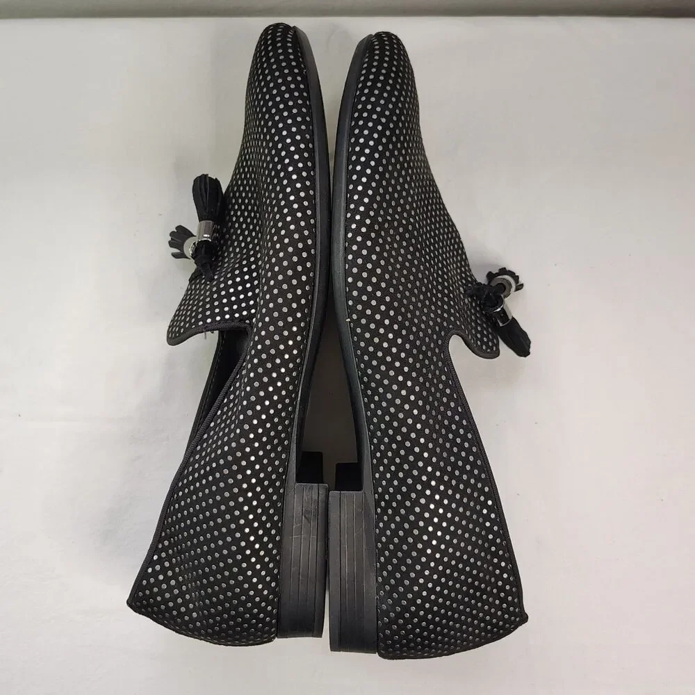 ZARA Men’s Black Polka Dot Tassel Loafers Size EU 40 Slip On Dress Shoes US 7